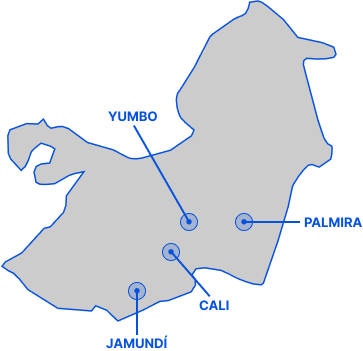 mapa Valle del Cauca con cobertura personalizada y especializada